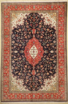 Ghom Seide, Persien, ca. 60 Jahre, reine Naturseide, ca. 298 x 196 cm, EHZ:(Sehr guter Zustand)