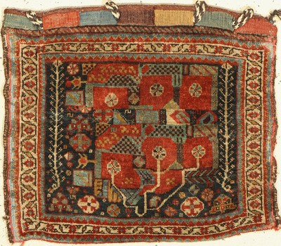 Khamseh Tasche, Persien, um 1920, Wolle aufWolle, ca. 73 x 63 cm, EHZ:(Guter Zustand)