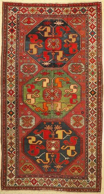 Wolkenband Kazak, Kaukasus, um 1900, Wolle auf Wolle, ca. 242 x 133 cm, EHZ:(Gleichmäßig dünn)