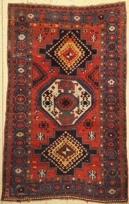 Lori-Pampak antik, Kaukasus, 19.Jhd., Wolleauf Wolle, ca. 240 x 158 cm, EHZ:(Alters-und Gebrauchsspuren), alte restaurierungen