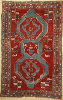 Antiker Armenischer Kazak, Kaukasus, 19.Jhd, Wolle auf Wolle, ca. 285 x 183 cm, EHZ:(Alters-und Gebrauchsspuren)