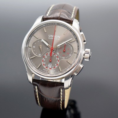 UNION GLASHÜTTE Armbandchronograph Belisar Referenz D002.427.16.081.00, Automatik, Edelstahlgeh. inkl. orig. Lederband m. dopp. Faltschl., beids. ...