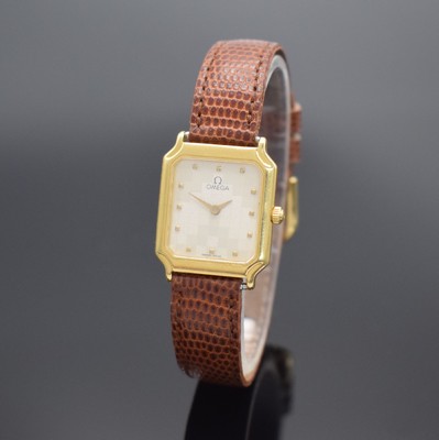 OMEGA seltene Damenarmbanduhr Vasarely Referenz 595406 BZ in GG 750/000, Schweiz um 1987, quarz, 2-teil. Geh., Boden 4-fach verschr., Zifferbl. in ...