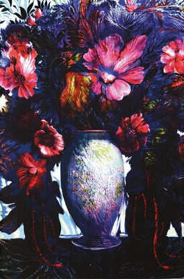 Ernst Fuchs, 1930-2015, Blumenbouquet, Gicleedruck auf Lwd, signiert und num. 108/300, ca. 83x55cm
