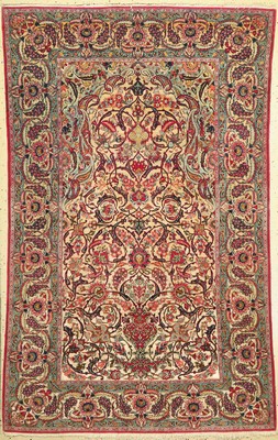 Feiner Keschan(Seidengrund), Persien, um 1930, Korkwolle mit Seide, ca. 217 x 136 cm, EHZ:(Guter Zustand)