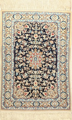 Esfahan fein, Persien, ca. 60 Jahre, Korkwolle mit und auf Seide, ca. 100 x 70 cm, EHZ: 2, Abrasch