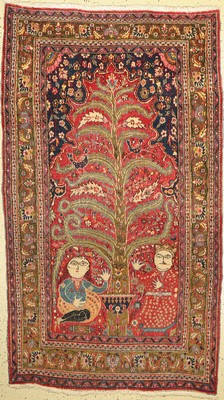 Antiker Mesched, Persien, um 1900, Wolle auf Baumwolle, ca. 210 x 122 cm, EHZ:(Alters-und Gebrauchsspuren)