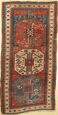 Antiker Wolkenband Kazak, Kaukasus, 19.Jhd,Wolle auf Wolle, ca. 230 x 120 cm, EHZ:(Alters-und Gebrauchsspuren)