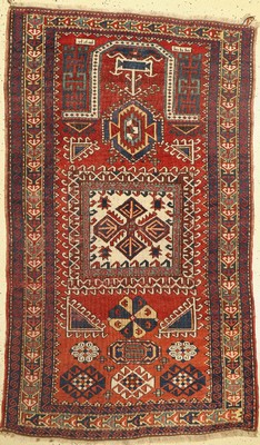 Fachralo antik, Kaukasus, 19.Jhd, Wolle aufWolle, ca. 200 x 118 cm, EHZ:(Alters-und Gebrauchsspuren)