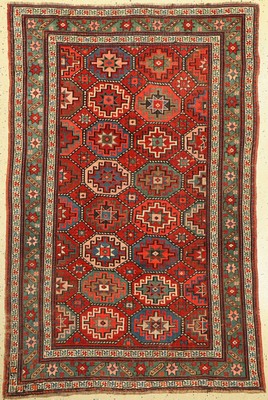 Antiker Moghan, Kaukasus, 19.Jhd., Wolle auf Wolle, ca. 200 x 132 cm, EHZ:(Guter Zustand)