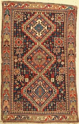 Antiker Schirwan, Kaukasus, 19.Jhd., Wolle auf Wolle, ca. 183 x 118 cm, EHZ:(Alters-und Gebrauchsspuren)