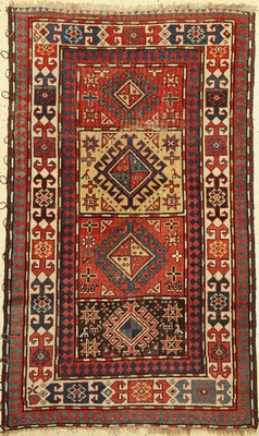 Antiker Kazak, Kaukasus, 19.Jhd, Wolle auf Wolle, ca. 185 x 115 cm, EHZ:(Alters-und Gebrauchsspuren)