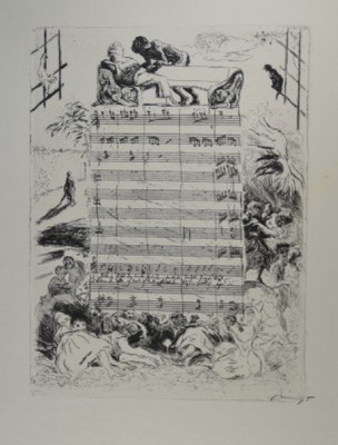Max Slevogt, die Zauberflöte, drei orig. Radierungen aus "Randzeichnungen zu Mozarts Zauberflöte", alle handsigniert, Auflage 100, ca. ...