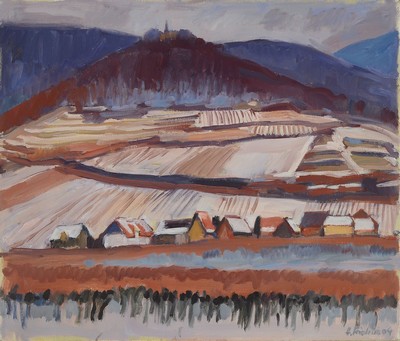Heinz Friedrich, 1924 - 2018 Schwetzingen, Pfälzer Wingert im Winter, Öl/Lwd, signiert und dat. 04, 60 x 70 cm