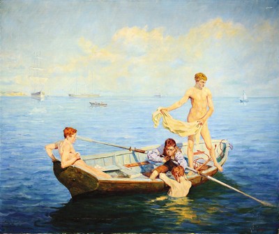 Georg Knakkenborg Olsgaard, 1880-1960, dänischer Kunstmaler, stimmige Kopie nach Henry Scott Tukes "August Blue" (1893, heute in der Tate ...