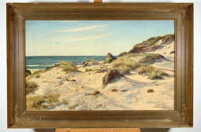 Carl Milton Jensen, 1855 Slagelse - 1928 Hojberg bei Aarhus, sommerliche Dünenlandschaft wohl auf Fanö, rechts unten signiert und datiert 1910, ...