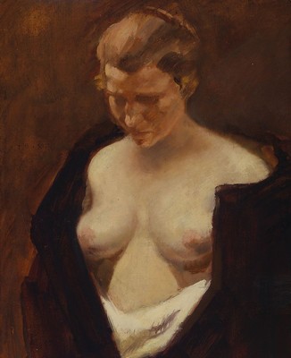 Unbekannter Künstler der Münchener Schule, um 1900, Halbakt, Öl/Lwd, rest., doubl., ca. 70x57cm, R. ca. 87x74cm