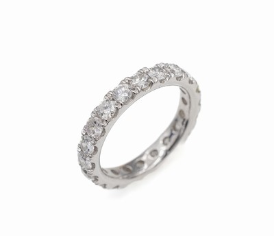 14 kt Gold Brillant-Memoryring, WG 585/000,20 Brillanten zus. ca. 2.51 ct (grav.) Weiß-get.Weiß/vs-p, RW 55, ca. 4.1 g