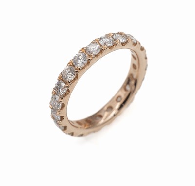 14 kt Gold Brillant-Memoryring, RG 585/000,21 Brillanten zus. ca. 2.08 ct (grav.) Weiß/si-p, RW 54, ca. 3.5 g