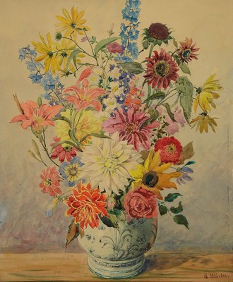 Max Märtens, 1887 Braunschweig-1970 Gstadt am Chiemsee, Blumenstillleben, Aquarell auf Malkarton, rechts unten signiert, ca. 66x56cm, R. ca. 78x68cm