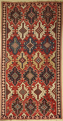 Antiker Kuba Kelim, Schirwan, Kaukasus, 19.Jhd, Wolle auf Wolle, ca. 330 x 176 cm, EHZ:(Guter Zustand)