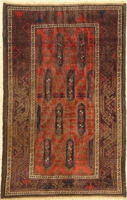 Antiker Belutsch, Persien, 19.Jhd., Wolle auf Wolle, ca. 142 x 92 cm, EHZ:(Guter Zustand), gleichmäßig dünn