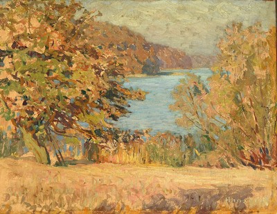 Hans Licht, 1876 Berlin-1935, brandenburgische Seelandschaft im Sommer, Öl/Pappe, rechts unten signiert, ca. 52x68cm/63x79cm, Rahmen