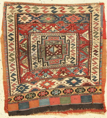 Offene Tasche antik, Shahsawan, Persien, 19.Jhd, Wolle auf Wolle, ca. 56 x 51 cm, EHZ:(Alters-und Gebrauchsspuren)