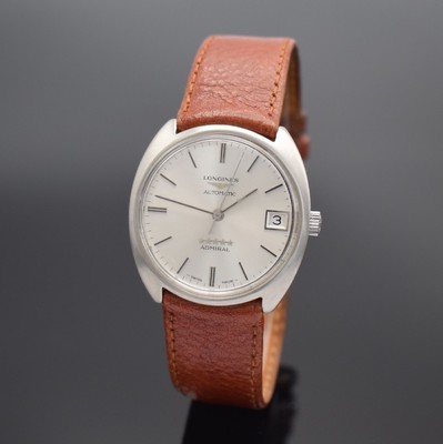 LONGINES Admiral Herrenarmbanduhr in Stahl, Schweiz um 1965, Automatik, Ref. 3007-1, Monocoque-Geh., silb. Zifferbl. mit aufges. silb. Indexen, silb. ...
