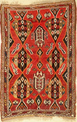 Vogel-Baum Karabagh, Kaukasus, um 1900, Wolle auf Wolle, ca. 165 x 110 cm, EHZ:(Alters-und Gebrauchsspuren)