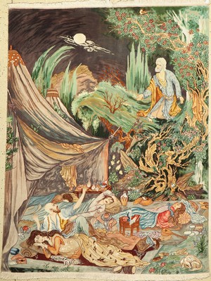 Täbriz fein(50Raj), Persien, ca. 40 Jahre, Korkwolle mit Seide, ca. 195 x 150 cm, ca. 500.000 Kn/qm, EHZ:(Sehr guter Zustand)
