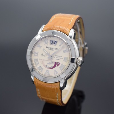 RAYMOND WEIL Herrenarmbanduhr Serie Parsifal Referenz 2843, Automatik, Edelstahlgeh. inkl. orig. Lederband m. Faltschl., beids. vergl., Boden 4-fach ...