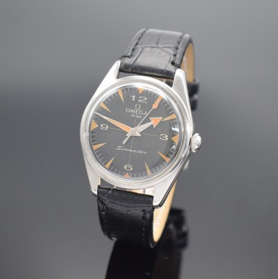 OMEGA Herrenarmbanduhr Seamaster Referenz 2990 1SC, Handaufzug, Schweiz um 1960, Edelstahlgeh., Boden aufgedr., Zifferblatt m. Fadenkreuz rest./ers., ...