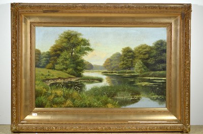 Carl Otto Holm, große idyllische Parklandschaft, links unten signiert, Prunkrahmen best., 112x150 cm