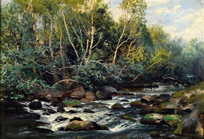 Carl Ludwig Fahrbach, 1835 Heidelberg - 1902 Düsseldorf, deutscher Landschafter des 19.Jh., ab 1867 Studium an der Akademie Düsseldorf, Schüler ...