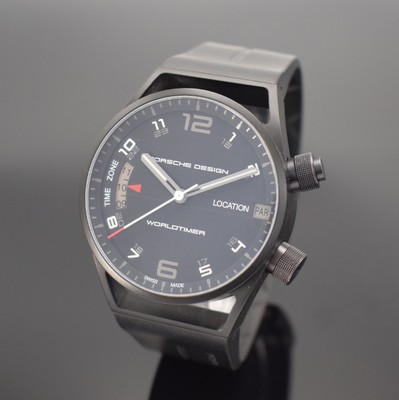 PORSCHE DESIGN Worldtimer Herrenarmbanduhr Referenz P'6750, Schweiz verk. lt. beil. Pap. 08/2017, Automatik, PVD-Titangeh. inkl. orig. ...