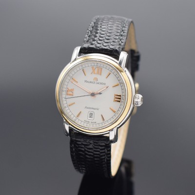 MAURICE LACROIX Pontos Damenarmbanduhr 30 mm in Edelstahl & RG 750/000, Schweiz um 2008, Automatik, Ref. PT6014, 2-teil. Gehäuse, Boden m. Widmung ...