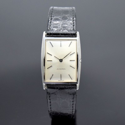 JUVENIA gut erhaltene Armbanduhr mit original Band & Dornschließe in Stahl, Schweiz um 1965, Handaufzug, 2-teil. sign. Geh., Boden aufgedr., silb. ...