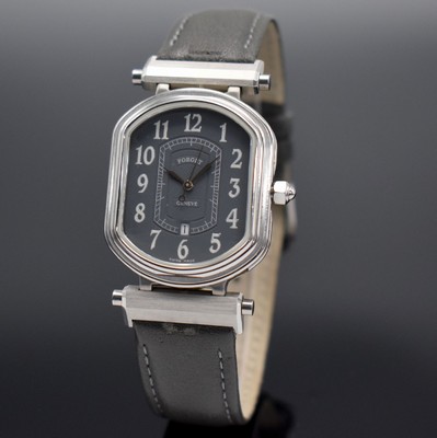 FORGET Continental S ungetragene Armbanduhr in Edelstahl, Schweiz um 1990, Automatik, aufw. & beids. vergl. Geh., abnehmbare Bandanstöße, Boden ...