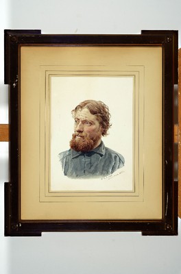 Frederik Christian Lund, 1826-1901 Kopenhagen, Porträt eines bärtigen Mannes, Aquarell auf Papier, rechts unten signiert und bez. Hellebaek 1883, ...