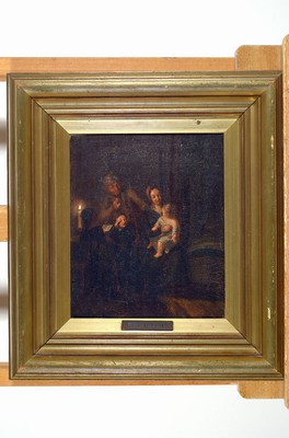 Zuschreibung: Edvard Lehmann, 1815-1892 Kopenhagen, Familie in der Stube, Öl/Lwd, unsigniert, ca. 27x23cm, R. ca. 42x38cm, Rahmen mit Namensschild
