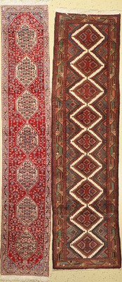2 Lots(Senneh & Assadabad), Persien, ca. 50Jahre, Wolle auf Baumwolle, ca. 290 x 80 cm, ca, 305 x 57 cm, EHZ: 2