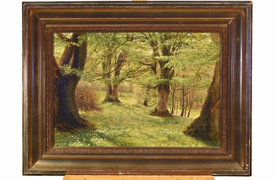 Johannes Herman Brandt, 1850-1926 Kopenhagen, Waldlandschaft, Öl/Lwd, rechts unten signiert und dat. 82, rest., ca. 42x 58.5cm, R. ca. 59x77cm