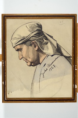 Juho Vilho Rissanen, 1873 Kemilämäki-1950 Miami, Profilporträt eines Mannes, Pastell und Aquarell auf Papier, signiert und dat. 1927, ca. 55x46cm, ...