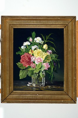 Nilaus Fristrup, 1837-1909, Blumenstillleben, Öl/Lwd, rechts oben monogr. und dat. 94, ca. 43x35cm, R. ca. 57x50cm