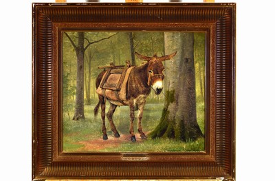 Otto Haslund, 1842 Kopenhagen-1917 Koldby, Esel, Öl/Lwd, kleinere Farbfehlstellen, rechts unten signiert, ca. 36x42cm, R. ca. 50x58cm