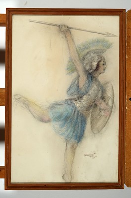 Gudmund Hentze, 1875 Naestved-1949 Frederiksberg, Antike Kriegerin, Bleistift und Pastell, rechts unten signiert und dat. 1941, ca. 47x30cm, u.Gl., R.