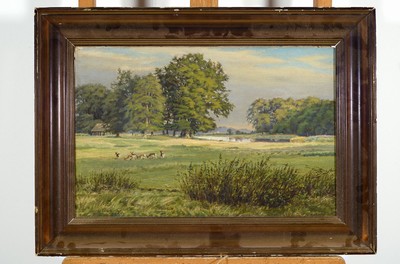 Christian Claus Kölle, 1858-1940, weidende Rehe auf einer Wiese, Öl/Lwd, links unten signiert, ca. 32x48cm, R. ca. 44x60cm