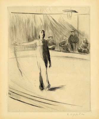 Rappla, Künstler der 1. Hälfte des 20. Jh., In der Manege, Radierung, handsign., ca. 14.5x11cm, PP, u.Gl., R. ca. 35x33cm