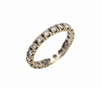 14 kt Gold Memoryring, WG 585/000, 20 Brillant zus. ca. 1.0 ct Weiß/lp-si, RW 55, ca. 2.4 g